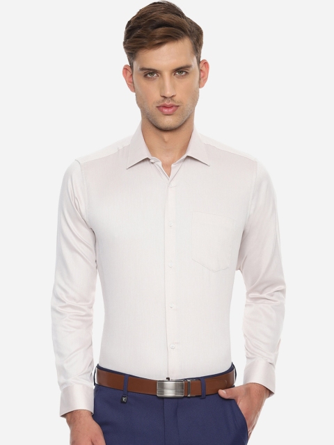 

Van Heusen Men Cream-Coloured Regular Fit Self-Design Formal Shirt
