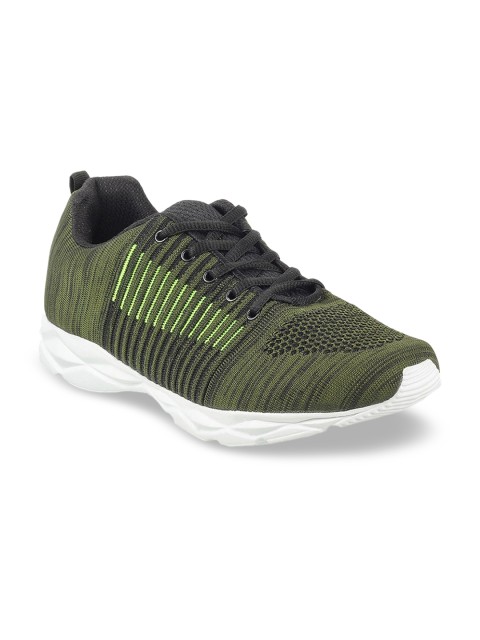 

WALKWAY Men Olive Green Woven Design Sneakers