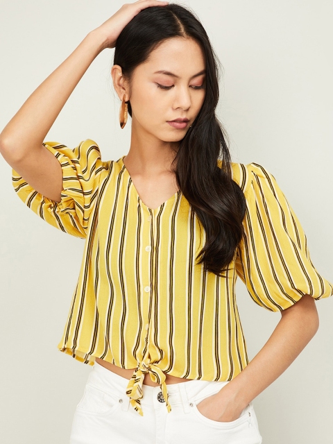 

Ginger by Lifestyle Women Yellow Striped Top