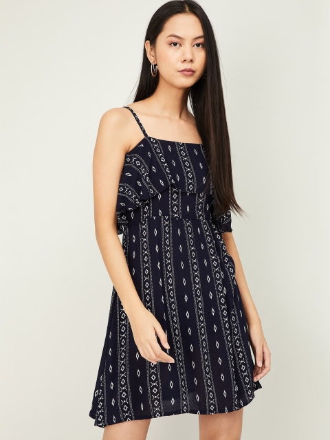 

Ginger by Lifestyle Women Navy Blue Printed A-Line Dress
