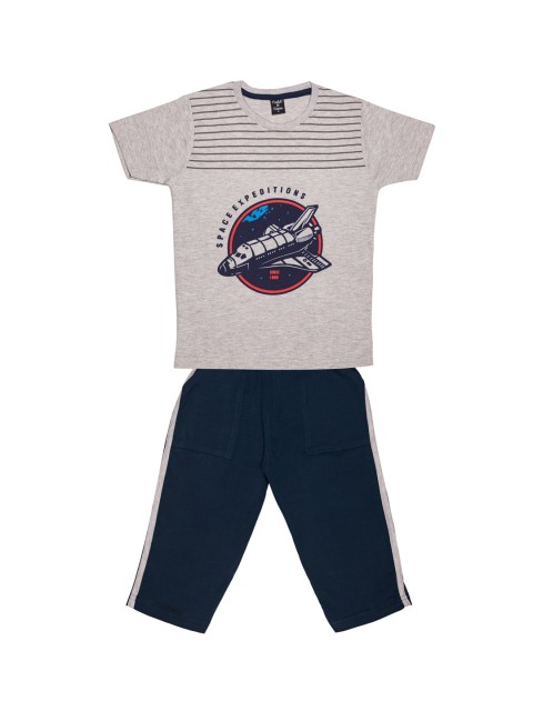 

Todd N Teen Boys Grey & Navy Blue Printed Clothing Set