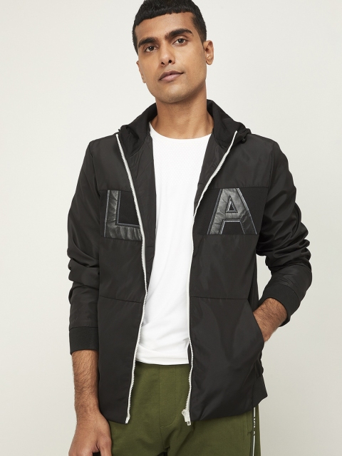 

UCLA Men Black Printed Hooded Padded Jacket