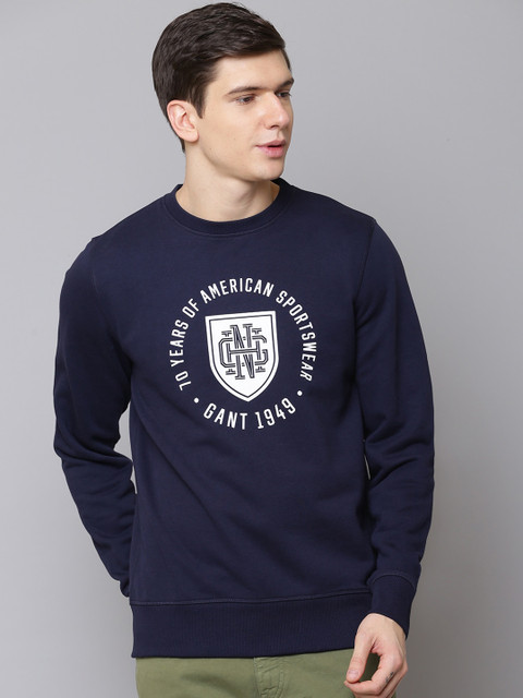 

GANT Men Navy Blue Printed Sweatshirt