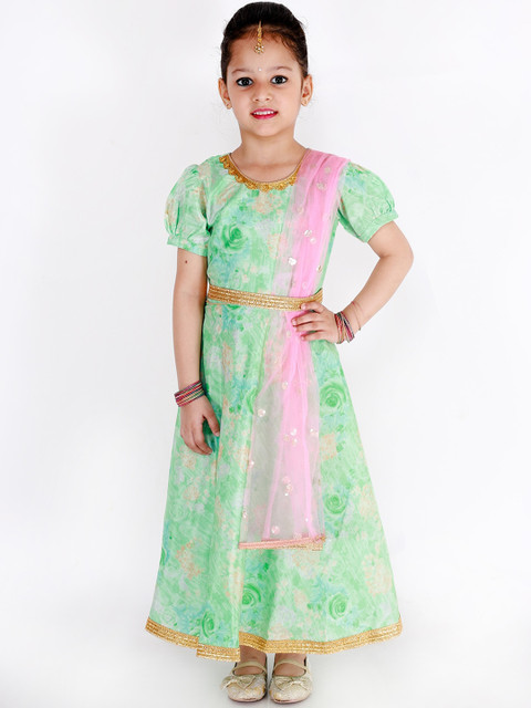 

KID1 Girls Green Printed Maxi Dress