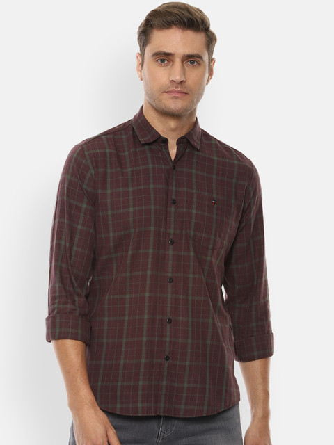 

Louis Philippe Jeans Men Brown Slim Fit Checked Casual Shirt