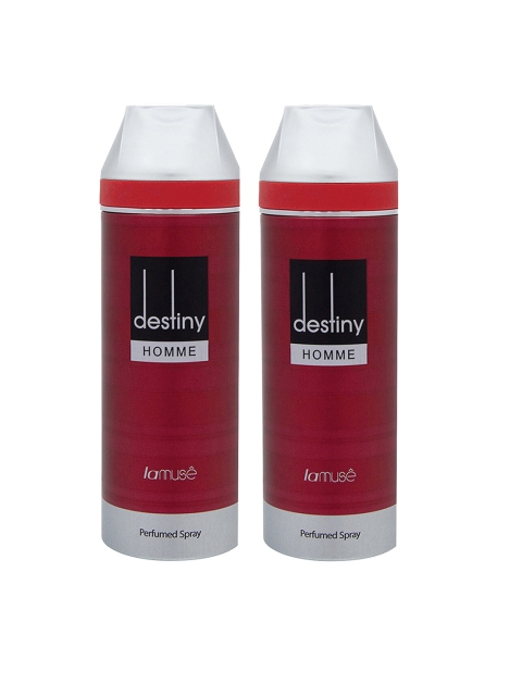 

lamuse Men Pack Of 2 Destiny Perfume Deodorant Body Spray 400 ml, Transparent