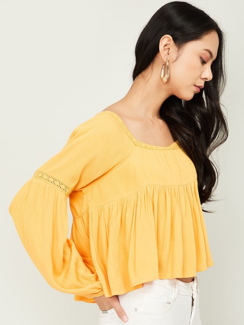 

Ginger by Lifestyle Women Yellow Solid Top