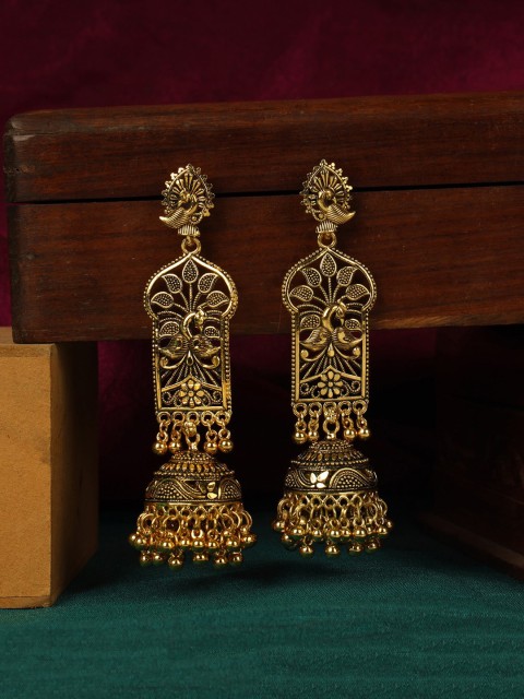 ANIKAS CREATION Gold-Plated Contemporary Jhumkas