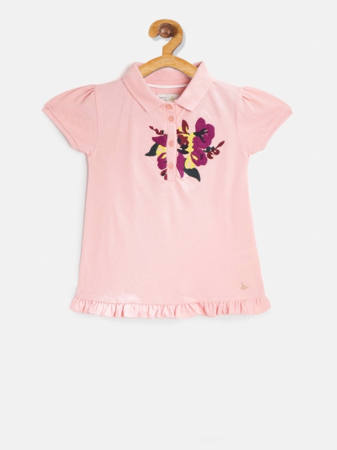 

Cherry Crumble Girls Peach-Coloured Solid Top