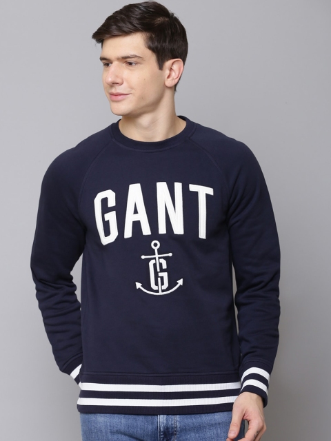 

GANT Men Navy Blue Printed Sweatshirt