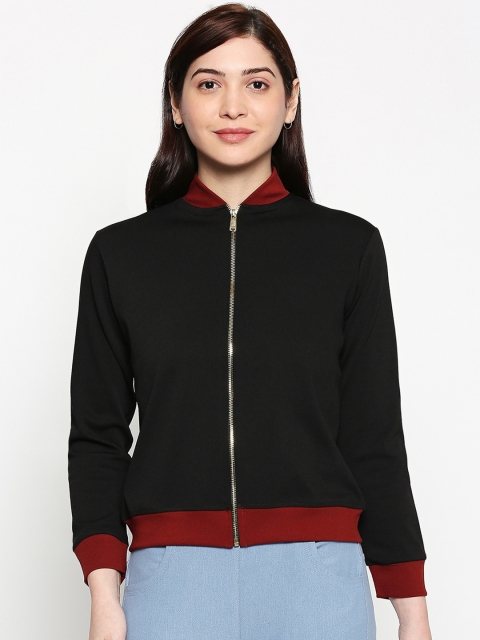 

inocenCia Women Black Solid Lightweight Bomber Jacket