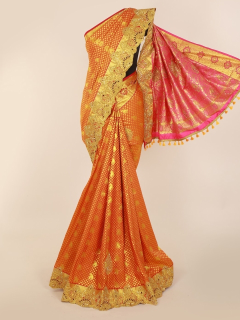 

Pothys Orange Pure Silk Woven Design Kanjeevaram Saree