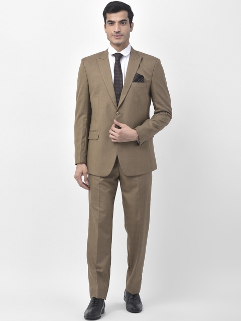 

LUXURAZI Men Beige Solid Single-Breasted Tailored-Fit Formal Suit
