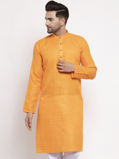 

Jompers Men Yellow Striped Straight Kurta