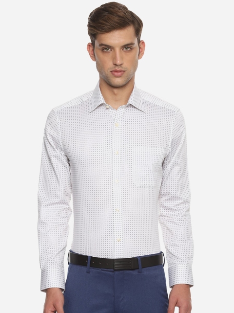 

Louis Philippe Men White Regular Fit Printed Cotton Formal Shirt