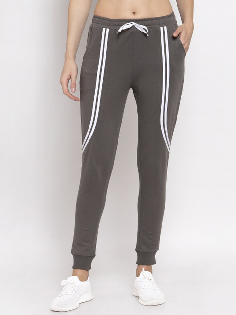 

Boston Club Women Grey & White Solid Straight-Fit Joggers