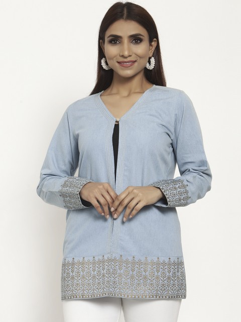 

Kiaasa Women Blue Woven Design A-Line Kurta