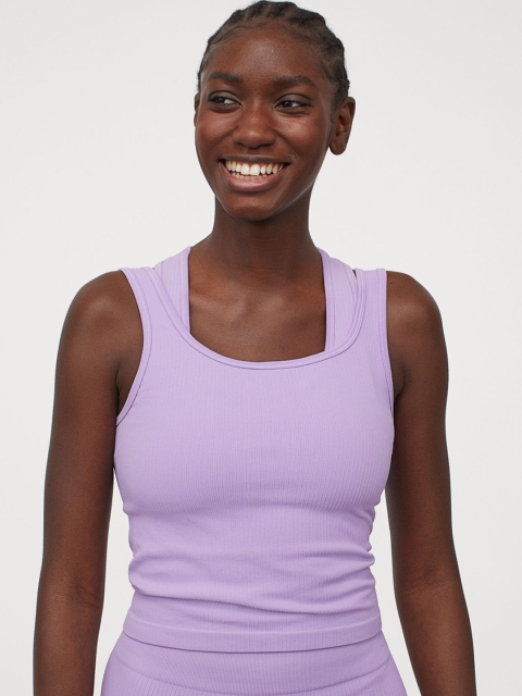 

H&M Women Lavender Cropped Seamless Sports Top