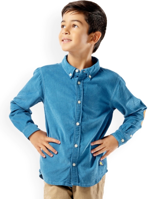 

Cherry Crumble Boys Blue Regular Fit Solid Casual Shirt