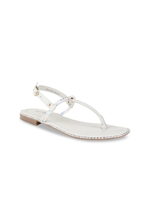 

Hush Puppies Women Grey Solid Leather T-Strap Flats