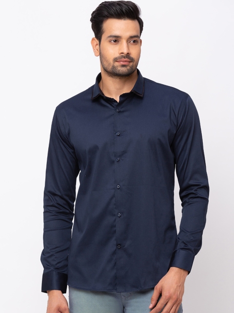 

mode de base Men Navy Blue Slim Fit Printed Casual Shirt