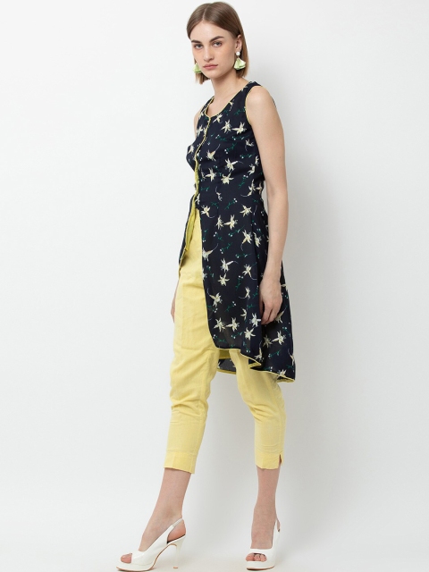 

DODO & MOA Women Navy Blue & White Printed Straight Kurti