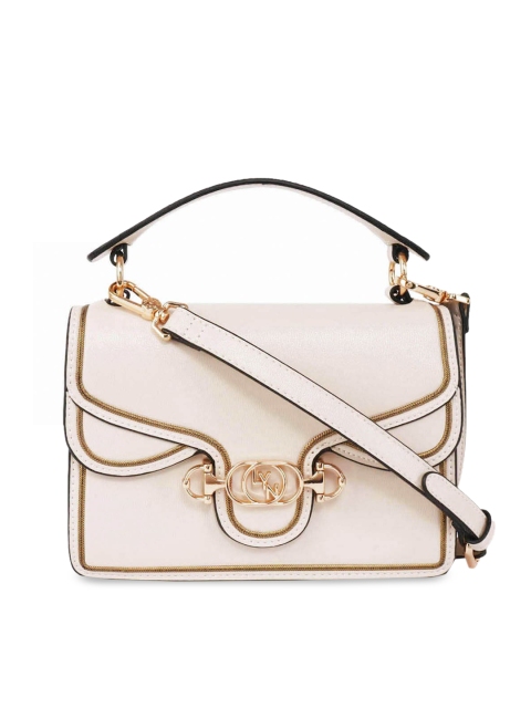 

LYN Cream-Coloured Self Design Satchel