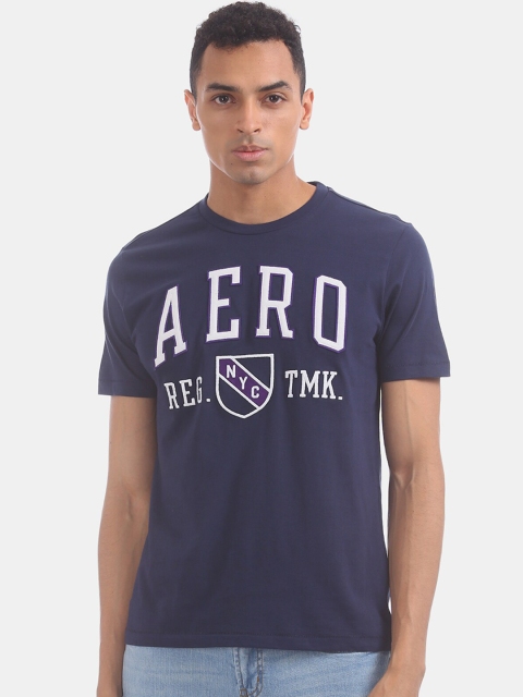 

Aeropostale Men Navy Blue Printed Round Neck T-shirt