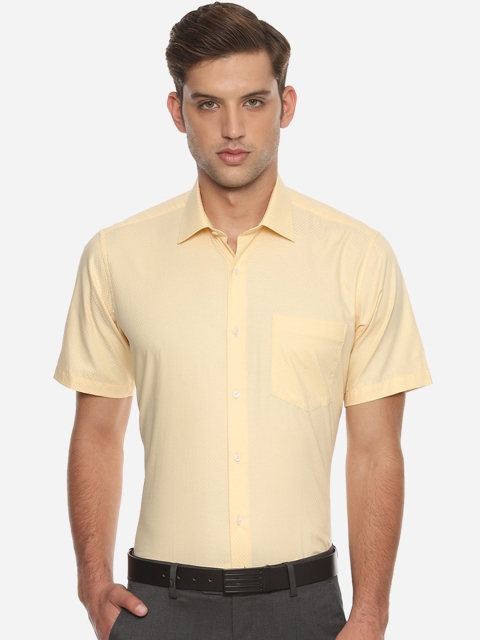 Van Heusen Men Yellow Regular Fit Solid Casual Shirt