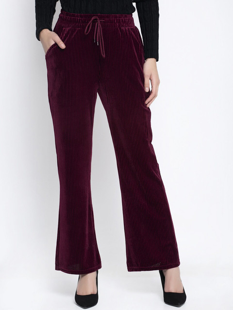 

Global Republic Women Purple Slim Fit Solid Chambray Bootcut Trousers