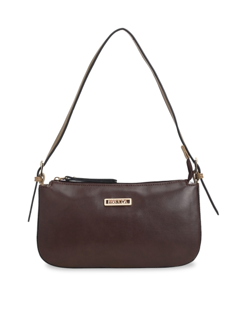 

ESBEDA Brown & Beige Solid Shoulder Bag