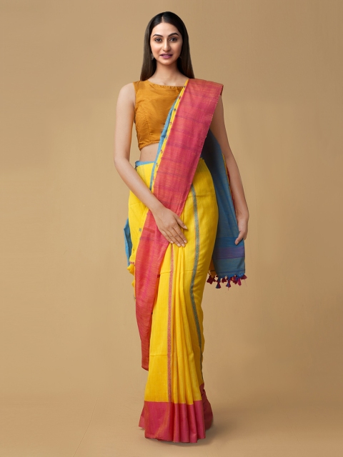 

Unnati Silks Yellow Striped Saree