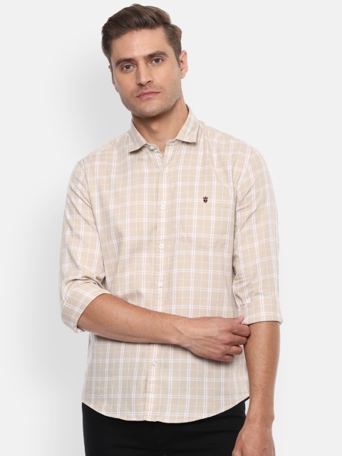

Louis Philippe Jeans Men Beige Slim Fit Checked Casual Shirt