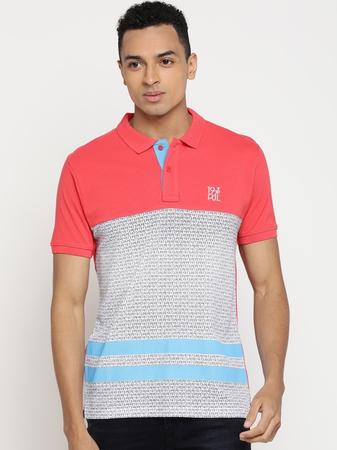 

Pepe Jeans Men Pink Colourblocked Polo Collar T-shirt
