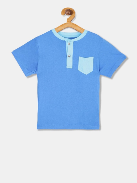 

The Childrens Place Boys Blue Solid Henley Neck T-shirt