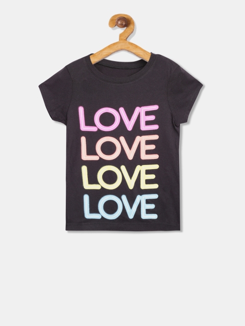 

The Childrens Place Girls Black Printed Round Neck T-shirt