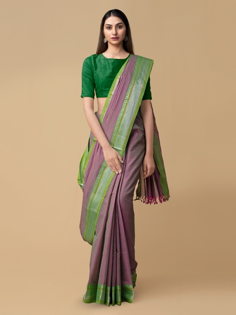

Unnati Silks Pink Pure Cotton Solid Handloom Chettinad Saree