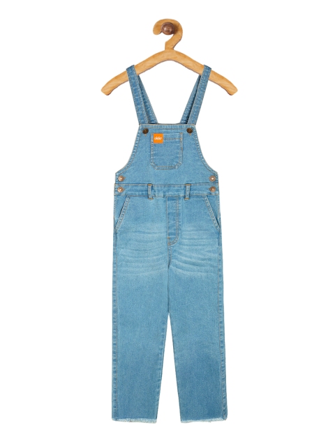 

Olele Girls Blue Raw Edge Denim Dungarees