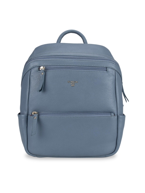 

Da Milano Unisex Blue Solid Leather Backpack