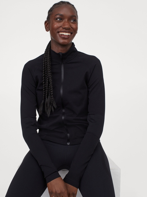 

H&M Women Black Seamless Sports Jacket