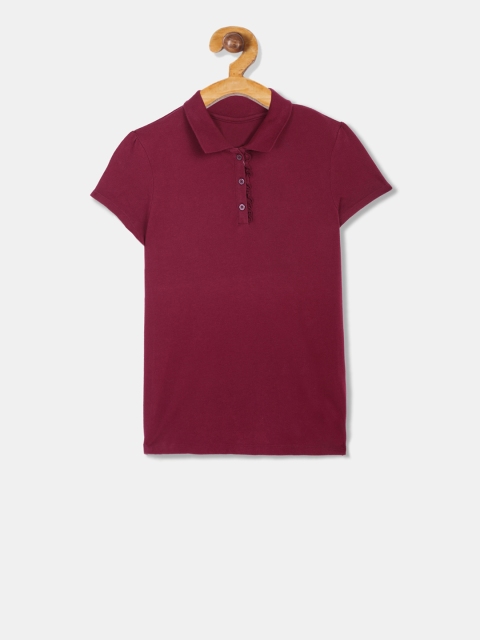 

The Childrens Place Girls Red Solid Polo Collar T-shirt
