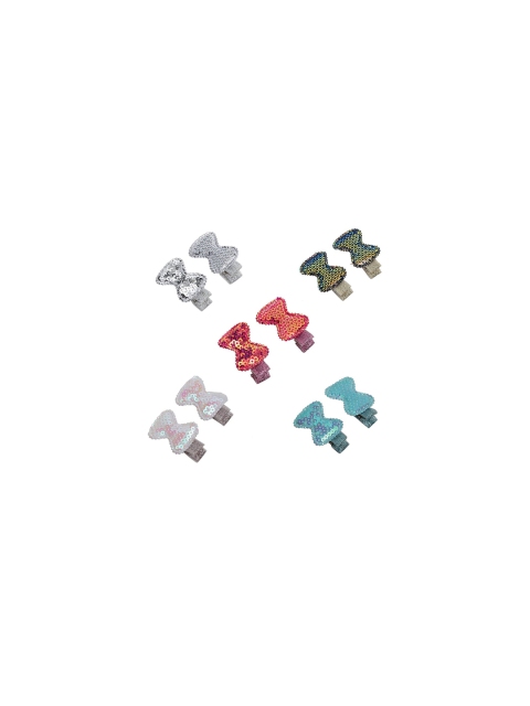 

Stoln Girls Set Of 5 Embellished Side Barrettes Tic Tac Hair Clips, White
