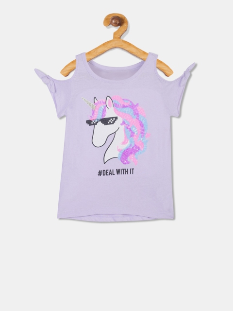 

The Childrens Place Girls Purple Printed Styled Back Top