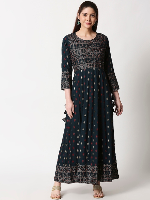 

ZRI Women Green & Multicoloured Printed Anarkali Kurta