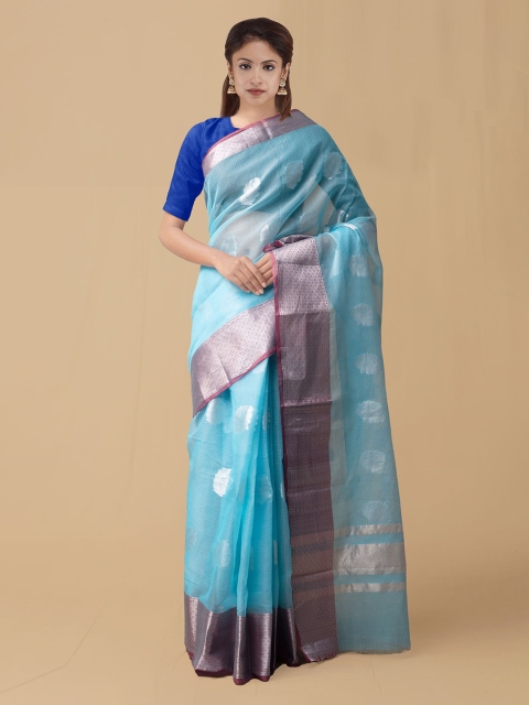 

Unnati Silks Blue Silk Cotton Handloom Woven Design Kota Saree