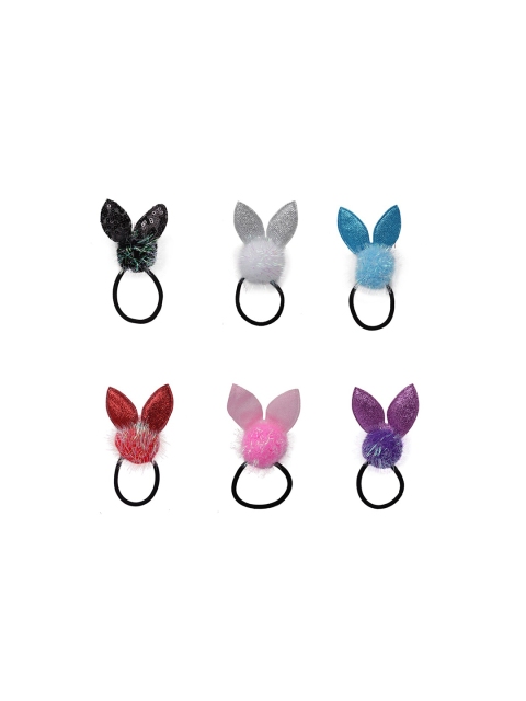 

Stoln Girls Set of 6 Bunny Sequins Style Ponytail Rubber Band, Purple