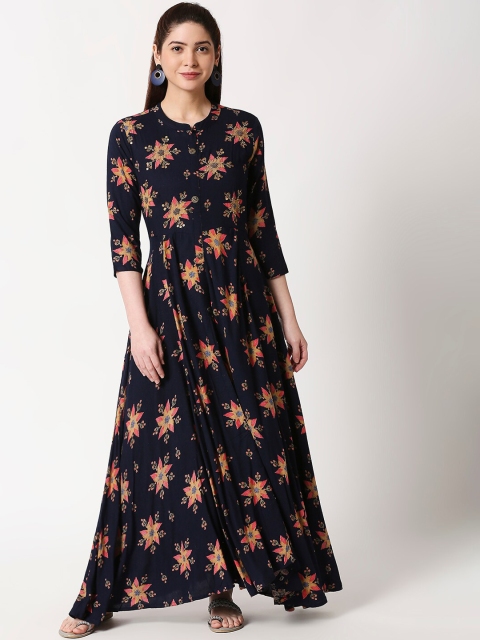 

ZRI Women Navy Blue & Multicoloured Printed Anarkali Kurta