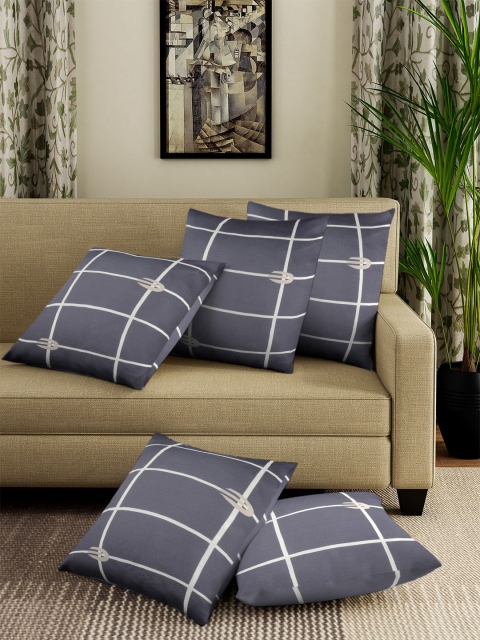 

Cortina Charcoal Set Of 5 Grey & White Checked Cushion Covers