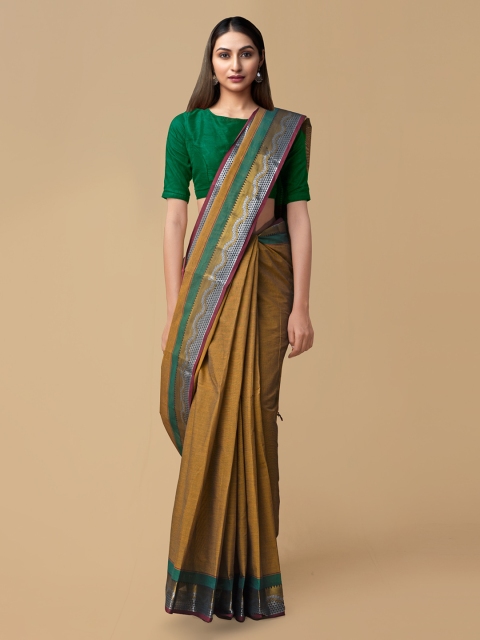 

Unnati Silks Brown Pure Cotton Solid Handloom Chettinad Saree
