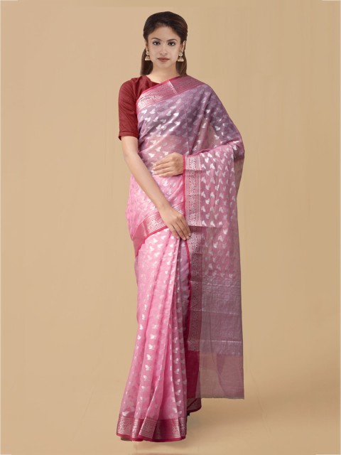 

Unnati Silks Pink Silk Cotton Woven Design Kota Saree